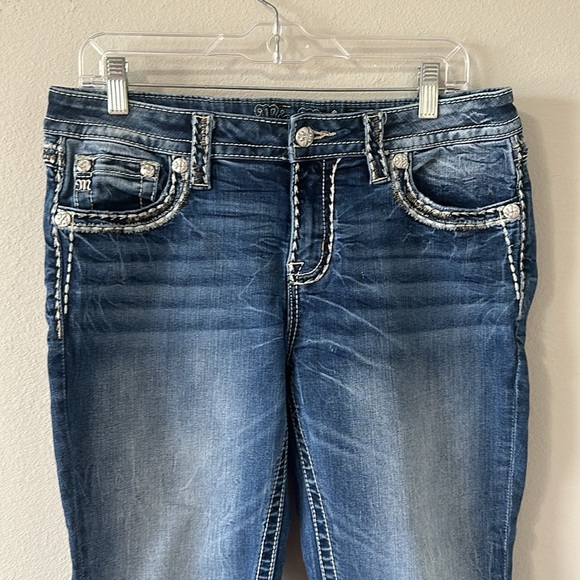 Miss Me Mid-Rise Easy Crop Capri Jeans Women's Size 29 Bling - Picture 3 of 16